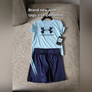 Under Armour Light Blue Tee & Navy Shorts Toddler Active Set